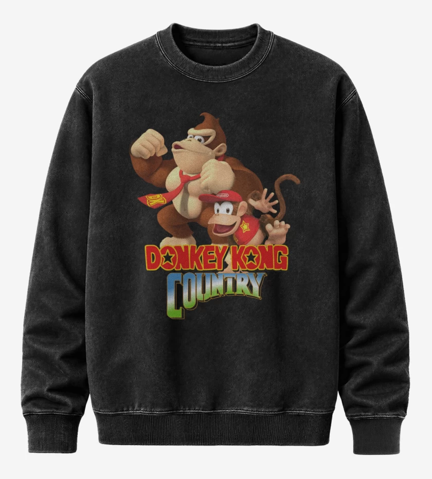 Poleron Polo Acid Wash Negro de Donkey kong Country