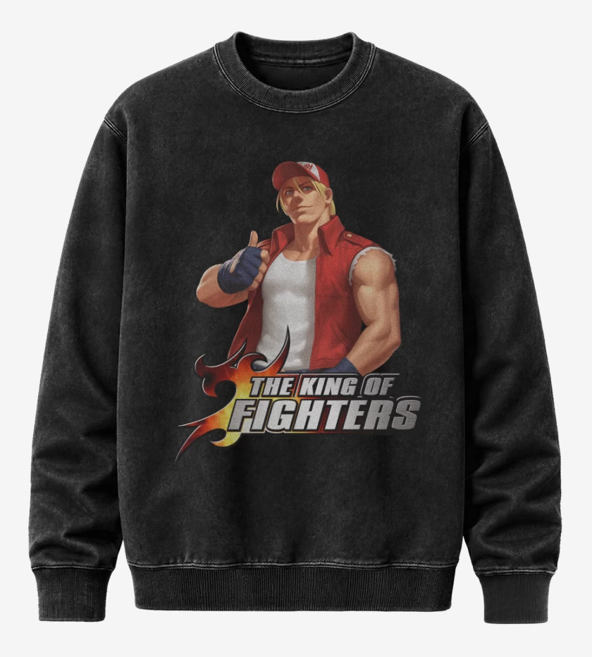 Poleron Polo Acid Wash Negro de Terry Bogard
