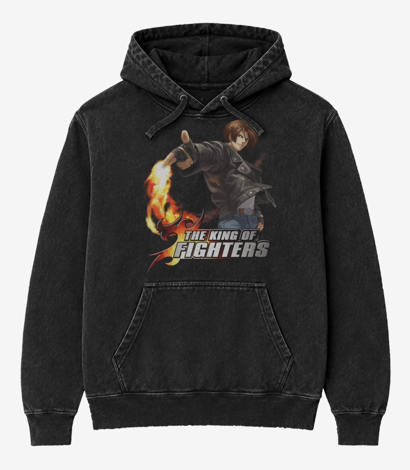 Poleron Canguro Acid Wash Negro de Kyo Kusanagi