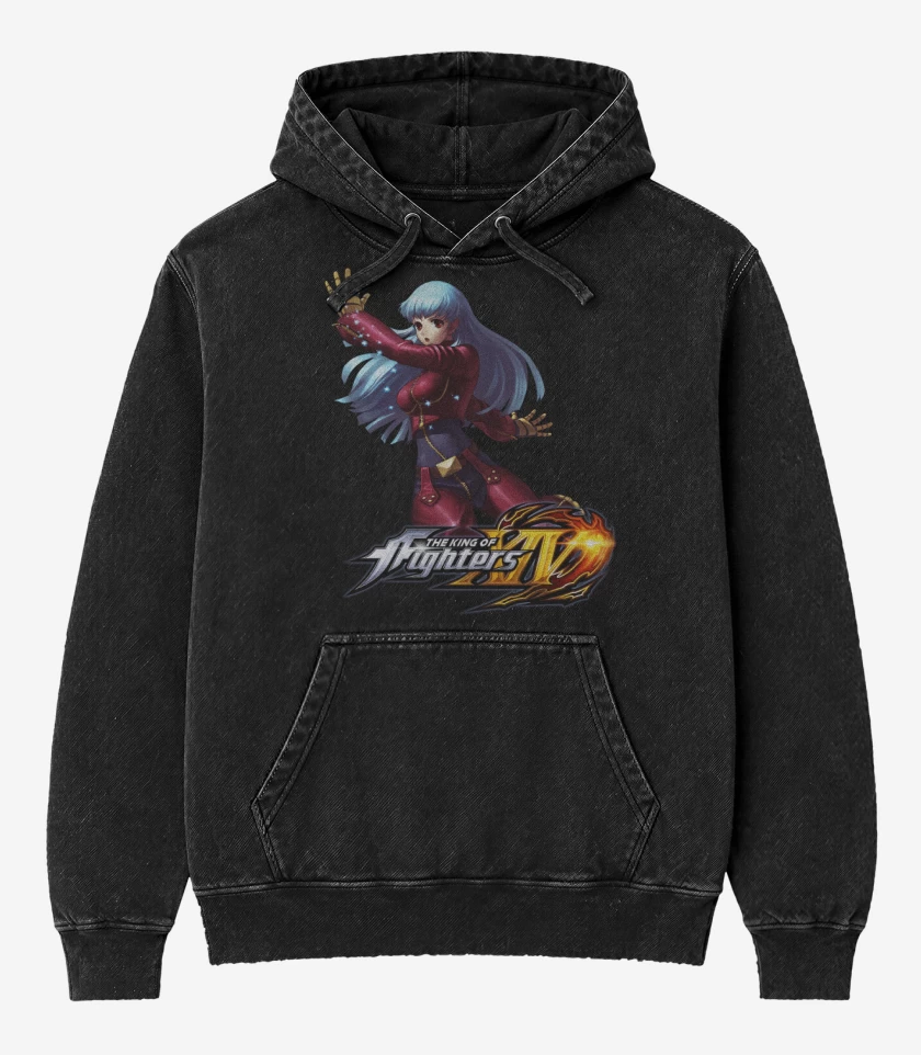 Poleron Canguro Acid Wash Negro de Kula Diamond