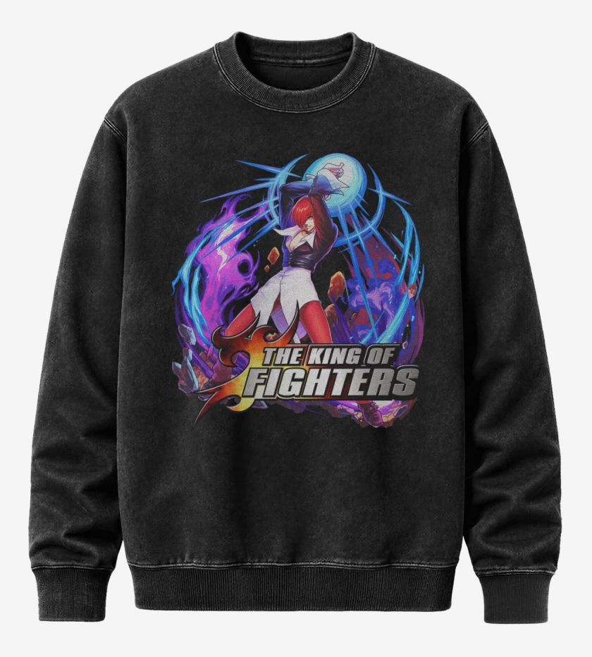 Poleron Polo Acid Wash Negro de Iori Yagami