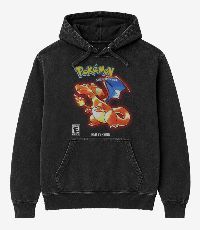 Poleron Canguro Acid Wash Negro de Red version