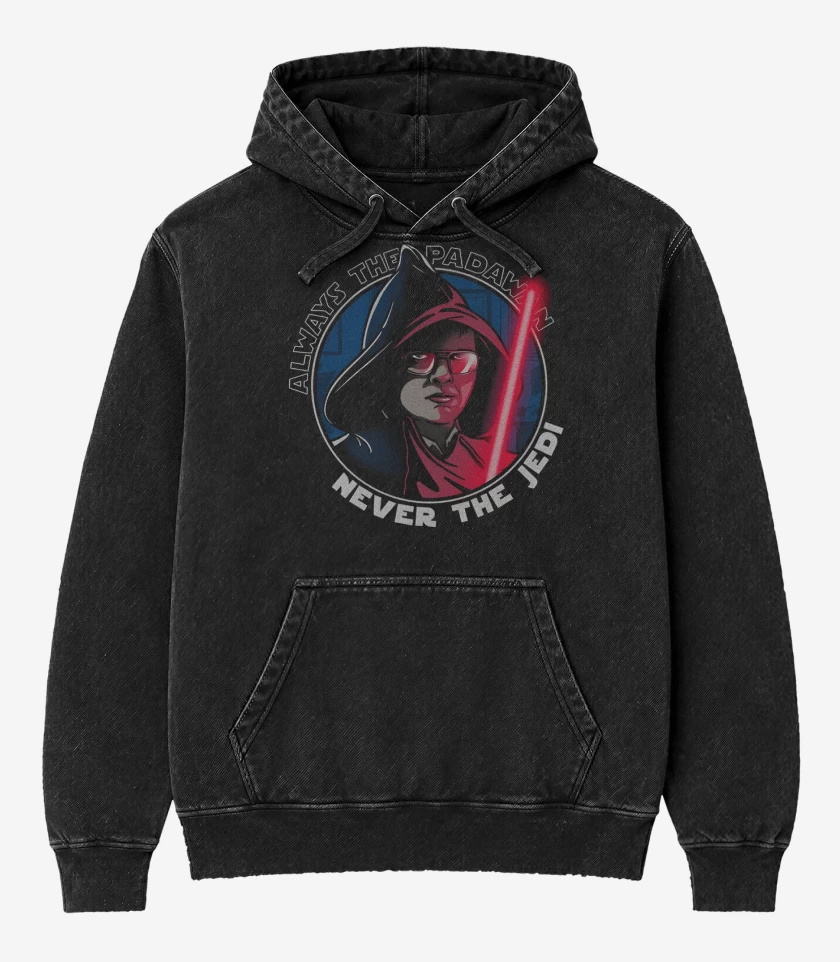 Poleron Canguro Acid Wash Negro de Never The JEDI
