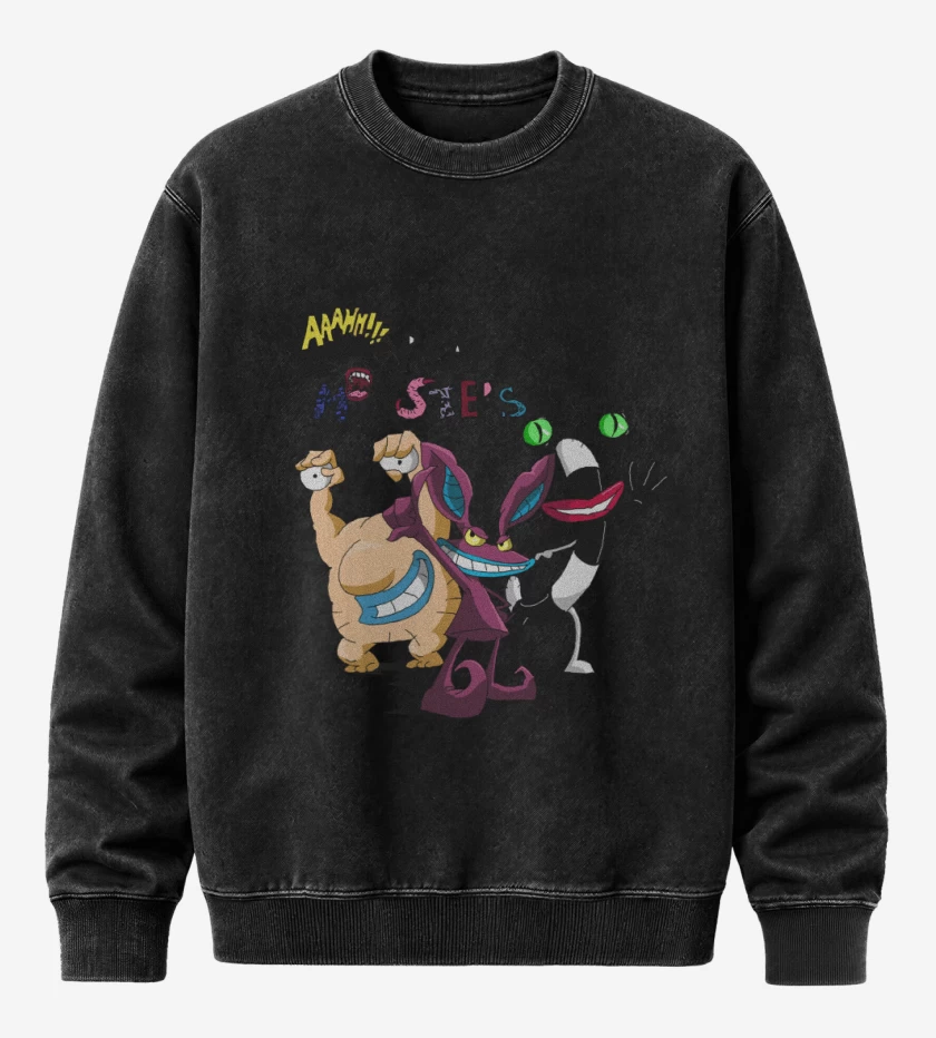 Poleron Polo Acid Wash Negro de Real Monsters