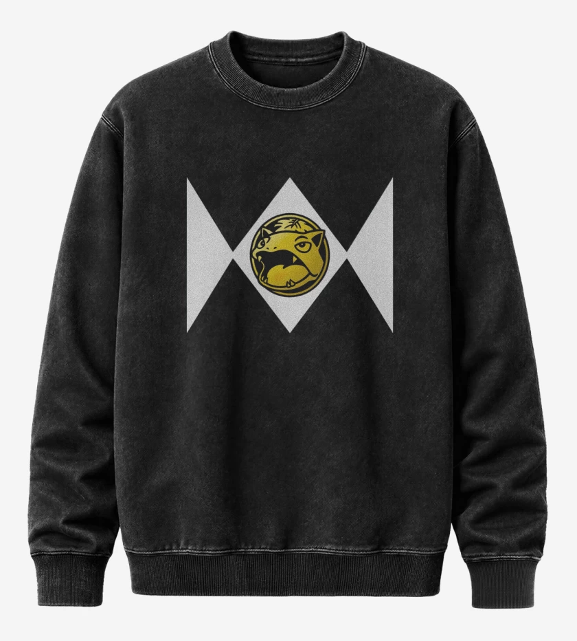 Poleron Polo Acid Wash Negro de Mighty Morphinsaur