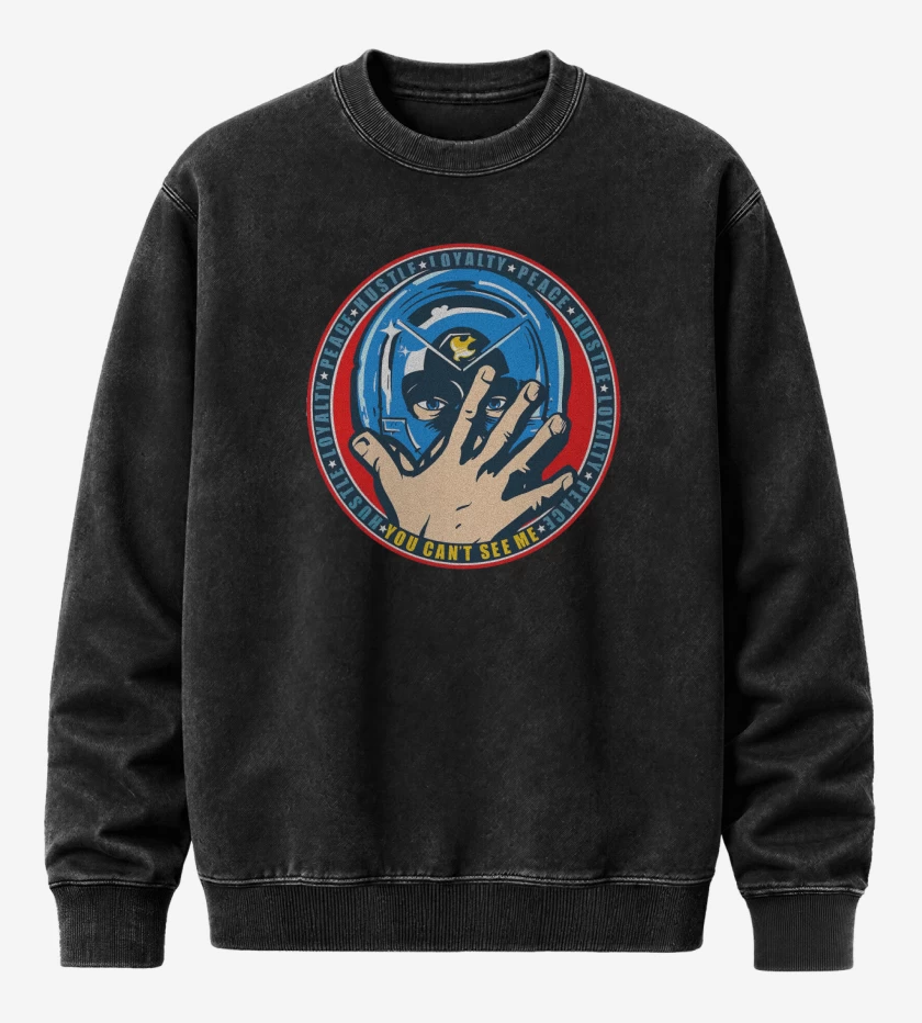 Poleron Polo Acid Wash Negro de Hustle, Loyalty & PEACE