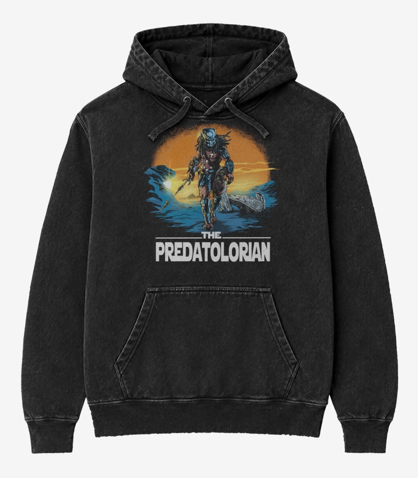 Poleron Canguro Acid Wash Negro de Predatolorian