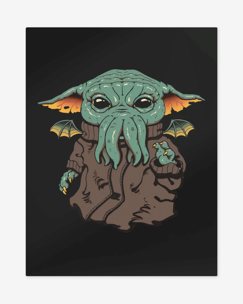 Print metalico Negro de Baby Cthulhu