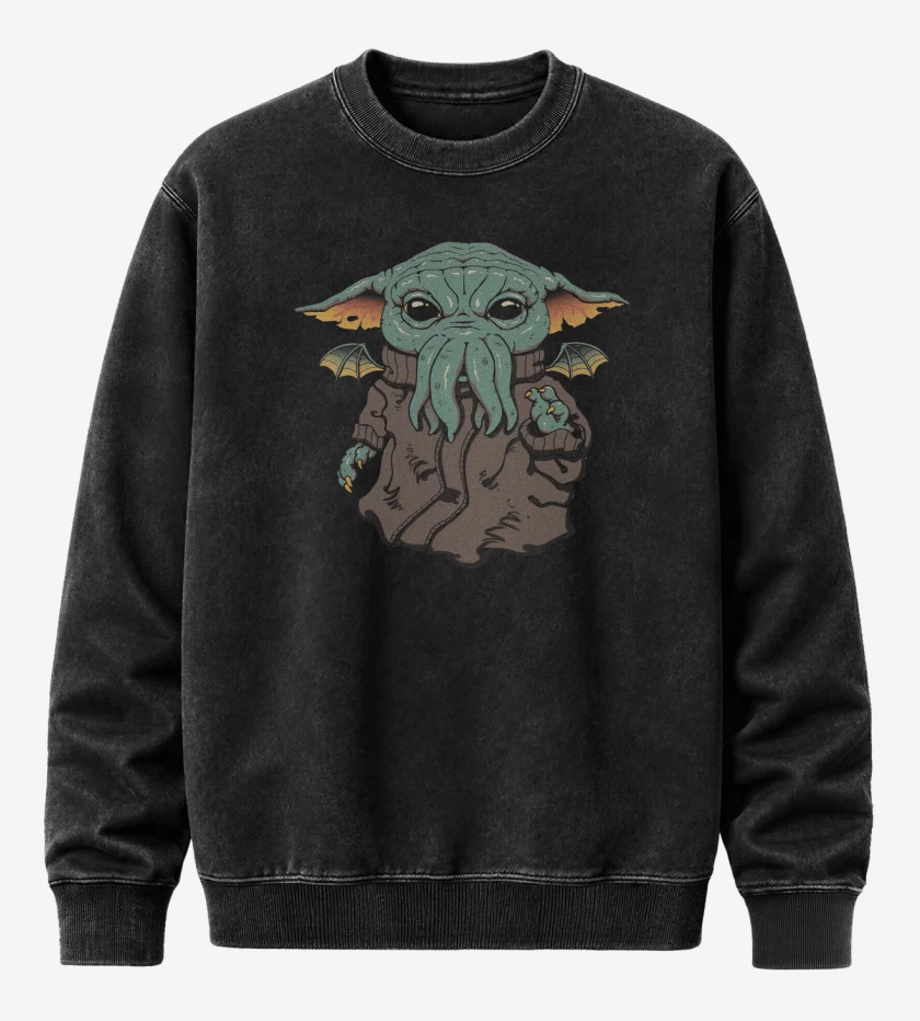 Poleron Polo Acid Wash Negro de Baby Cthulhu