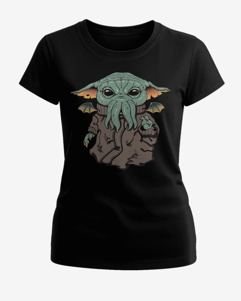Polera de Mujer Negro de Baby Cthulhu