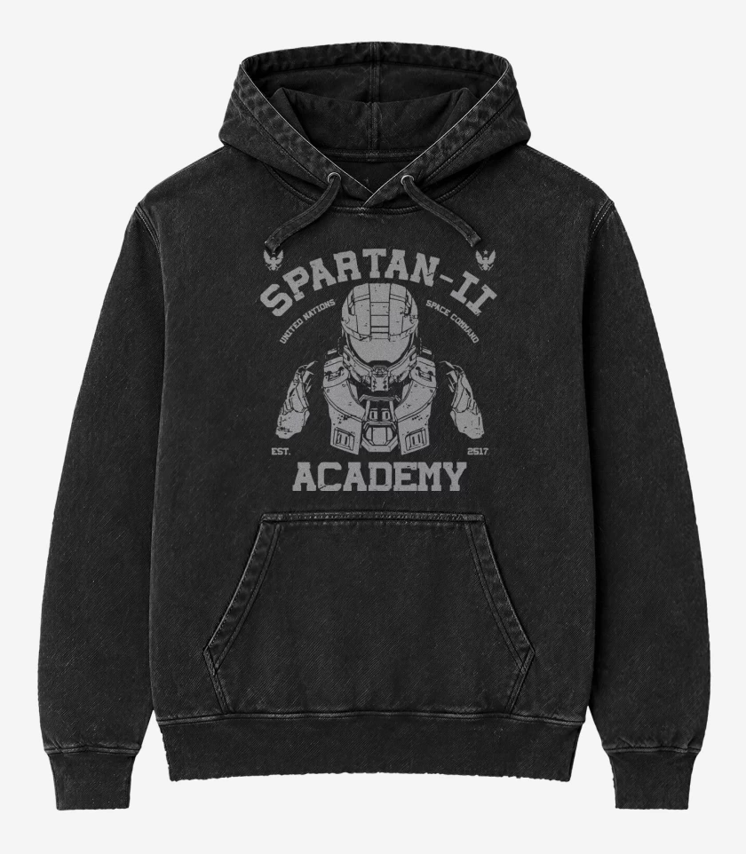 Poleron Canguro Acid Wash Negro de Spartan II academy