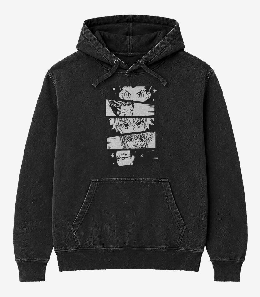 Poleron Canguro Acid Wash Negro de Hunterx