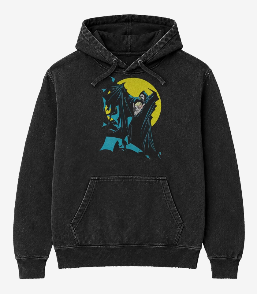 Poleron Canguro Acid Wash Negro de El Grito del Murciélago