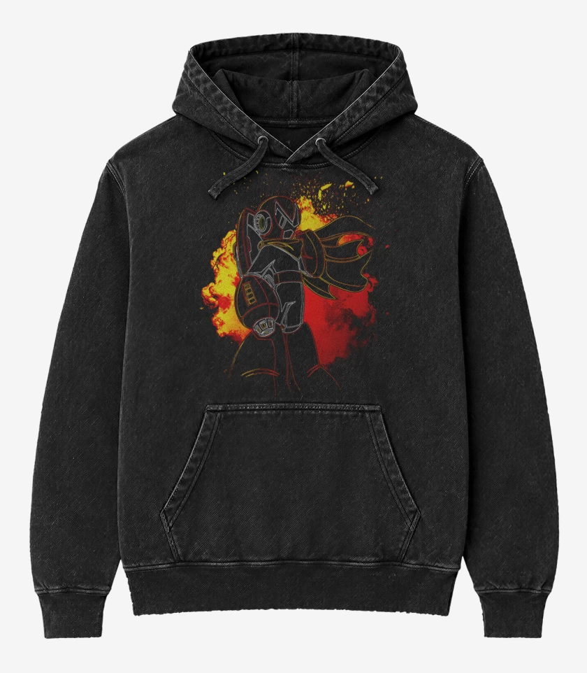 Poleron Canguro Acid Wash Negro de Protoman