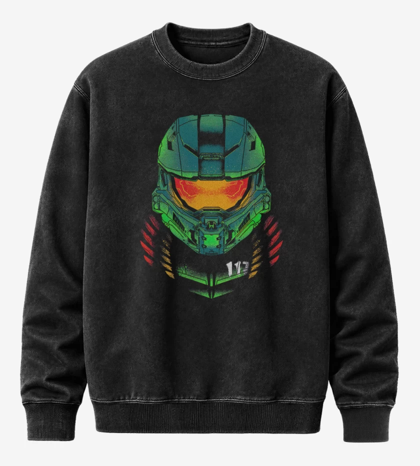 Poleron Polo Acid Wash Negro de Master Chief