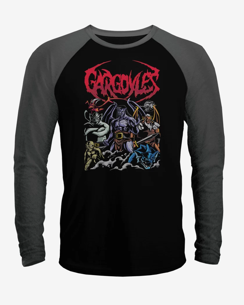 Polera Raglan Negro / Negro Heather de Gárgolas