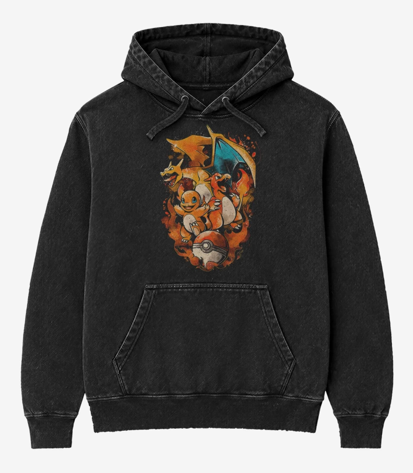 Poleron Canguro Acid Wash Negro de Charvolution