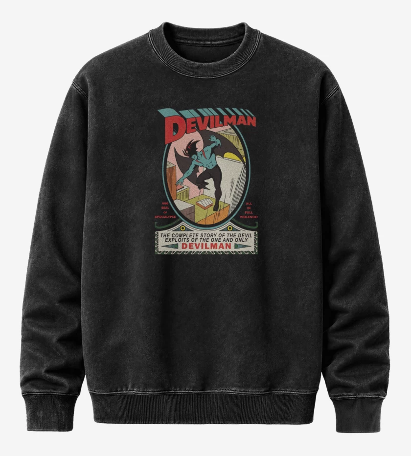 Poleron Polo Acid Wash Negro de Super Devilman