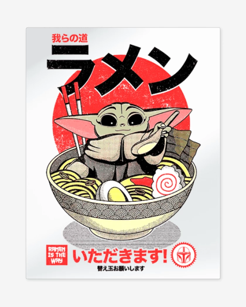 Print metalico Blanco de Ramen Grogu