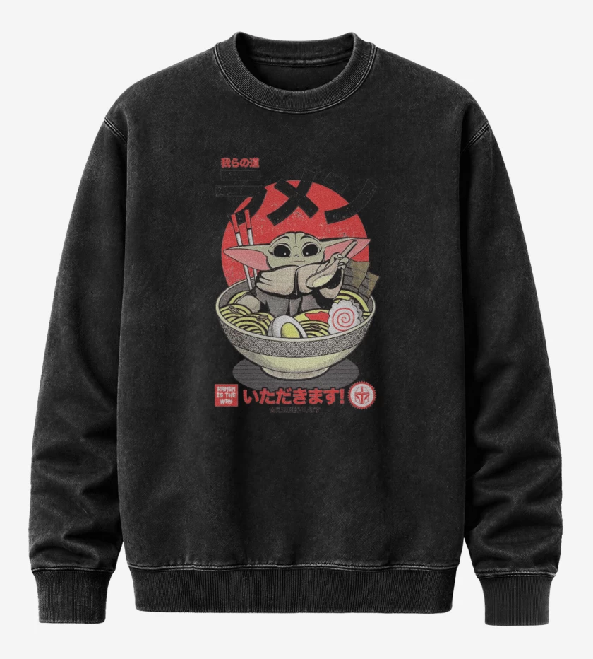 Poleron Polo Acid Wash Negro de Ramen Grogu