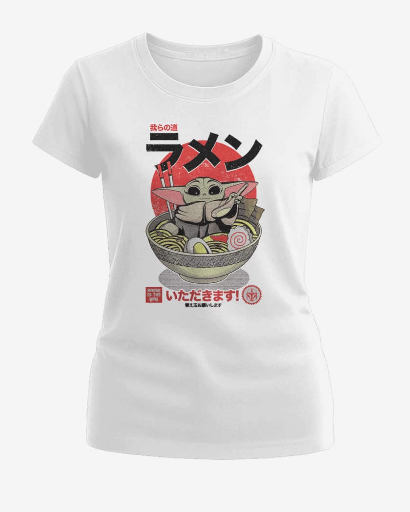 Polera de Mujer Blanco de Ramen Grogu