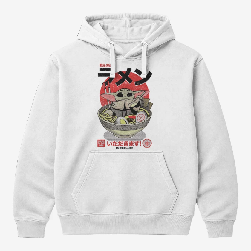 Polerón Canguro Blanco de Ramen Grogu