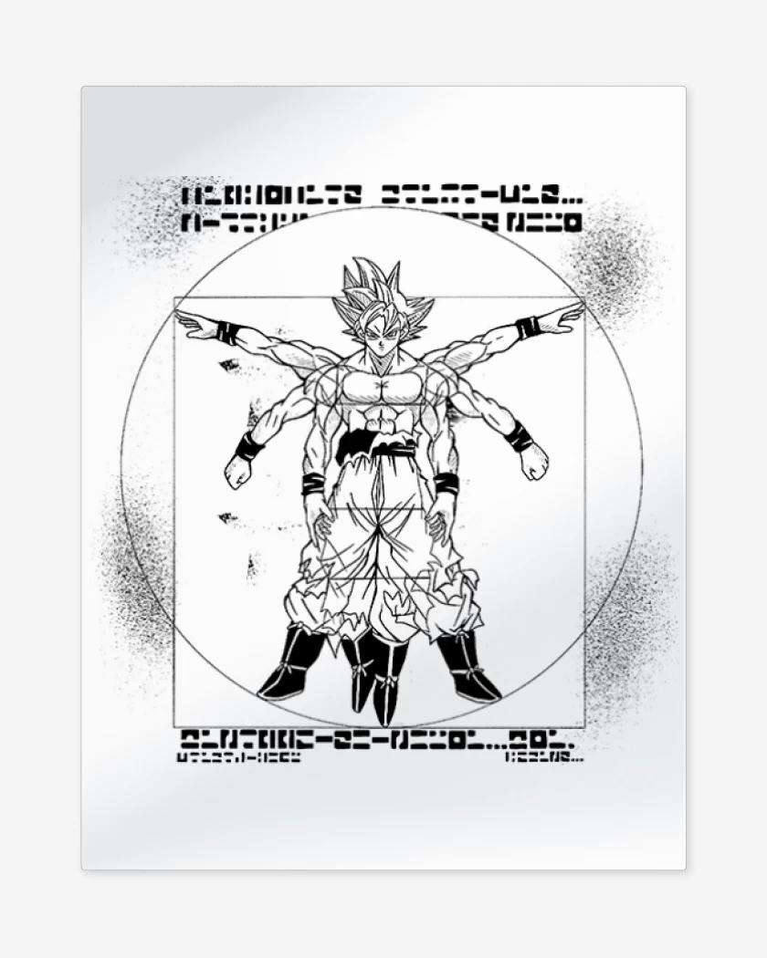Print metalico Blanco de Goku vitruvio