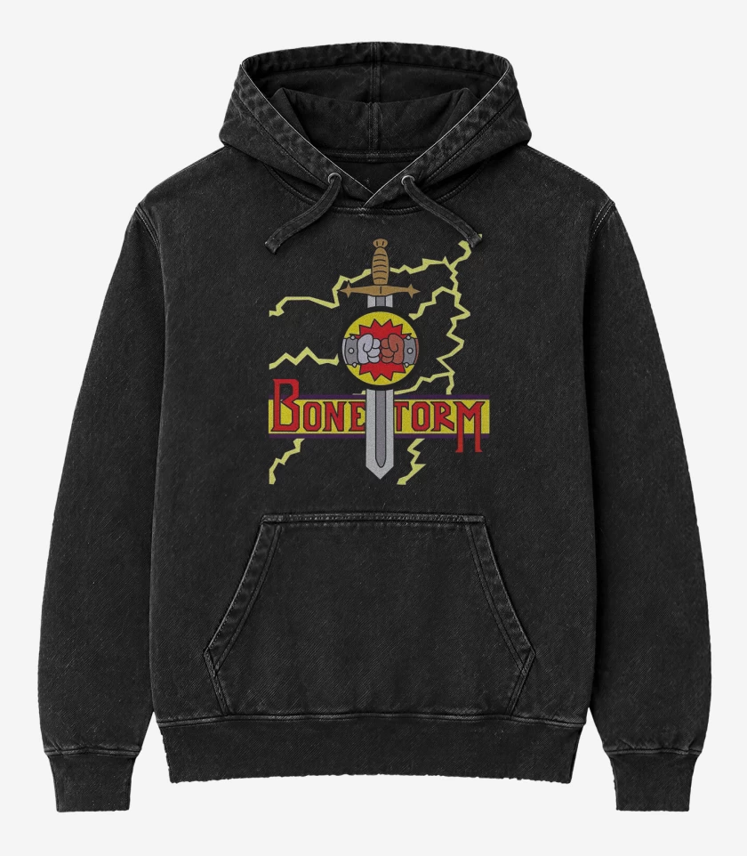 Poleron Canguro Acid Wash Negro de Bonestorm