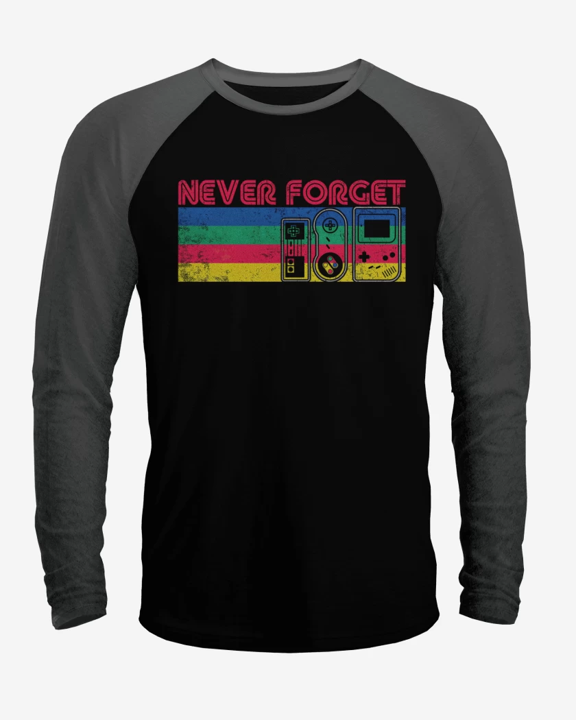 Polera Raglan Never Forget Gamer