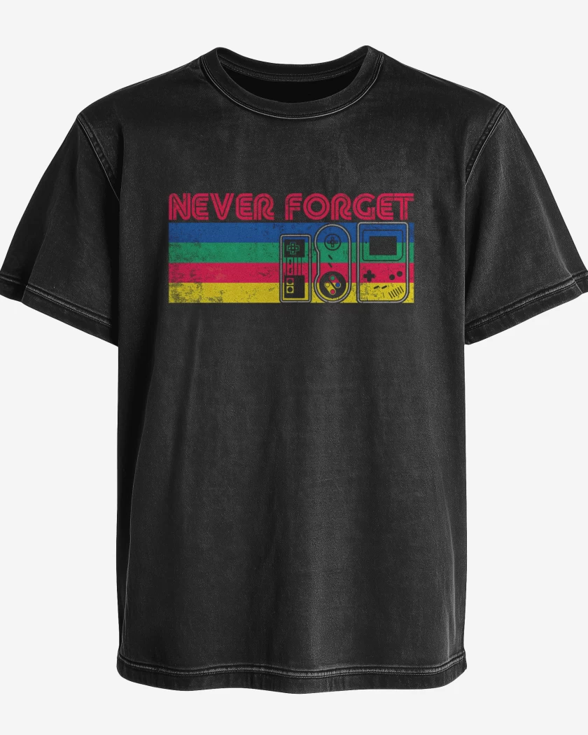 Polera desgastada Never Forget Gamer