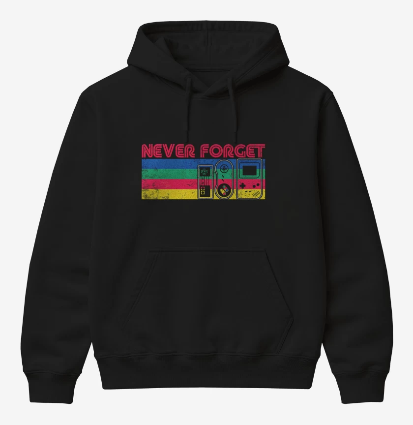 Poleron Canguro básico Negro de Never Forget Gamer