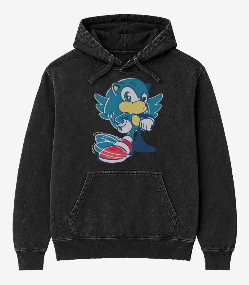 Poleron Canguro Acid Wash Negro de El sonic