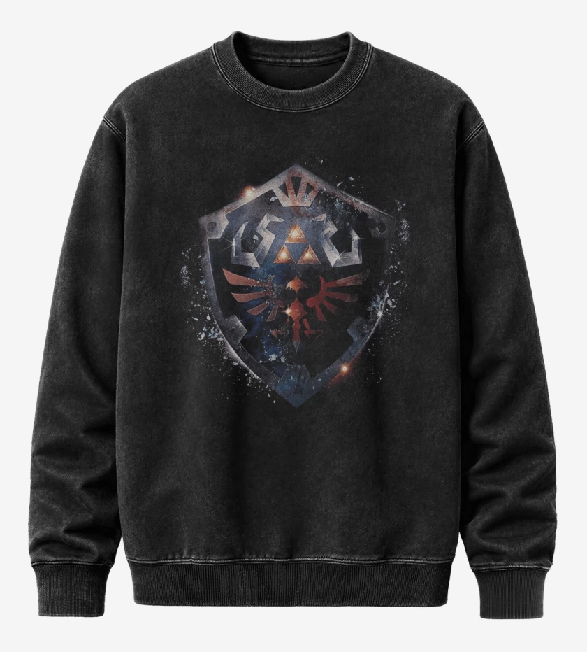 Poleron Polo Acid Wash Negro de Hylian escudo