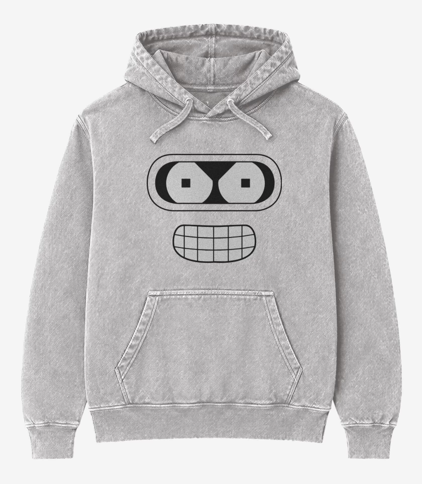 Poleron Canguro Acid Wash Gris Melange de Bender Face