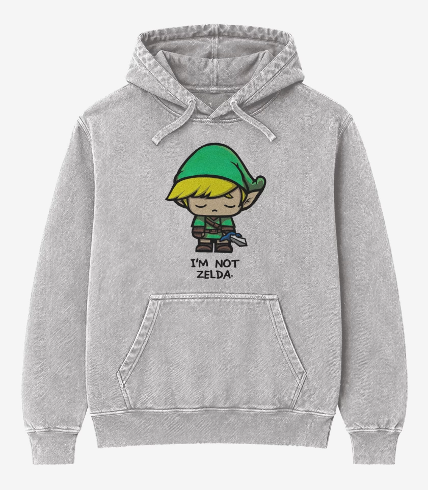 Poleron Canguro Acid Wash Gris Melange de No soy Zelda