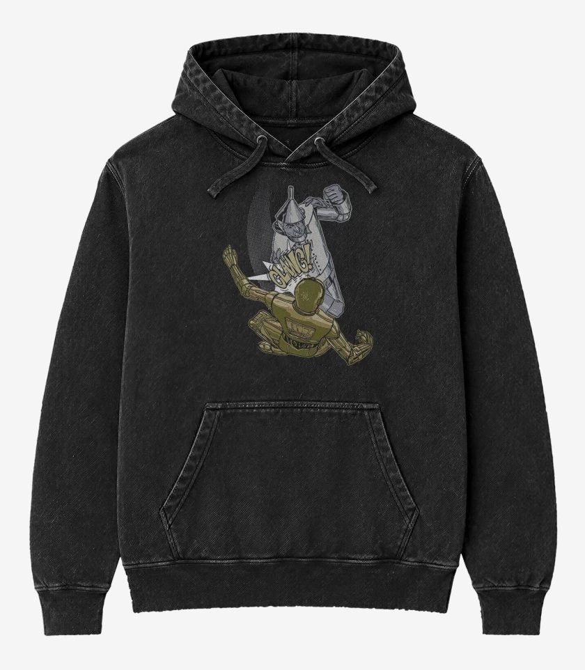Poleron Canguro Acid Wash Negro de Hojalata vs C-3PO