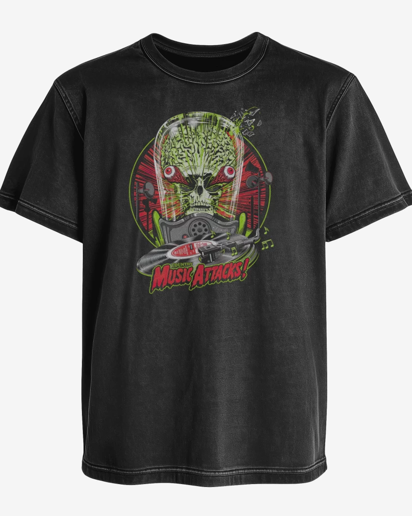 Polera desgastada Negro de Music Attack 