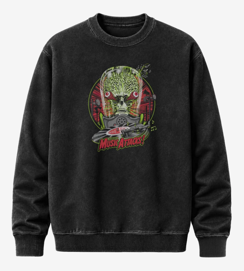 Poleron Polo Acid Wash Negro de Music Attack 