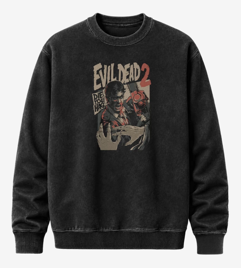 Poleron Polo Acid Wash Negro de Evil Dead 2