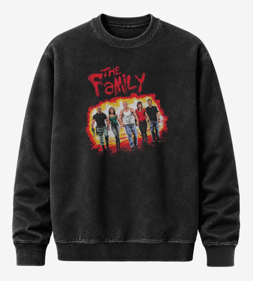 Poleron Polo Acid Wash Negro de La Familia