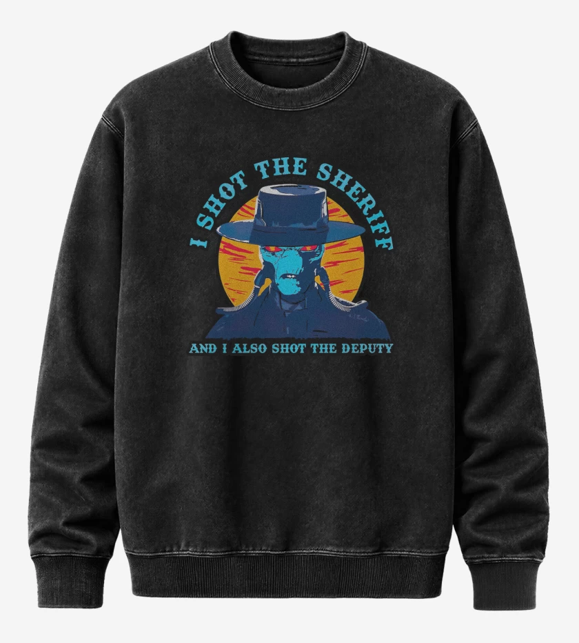 Poleron Polo Acid Wash Negro de I Shot the Sheriff