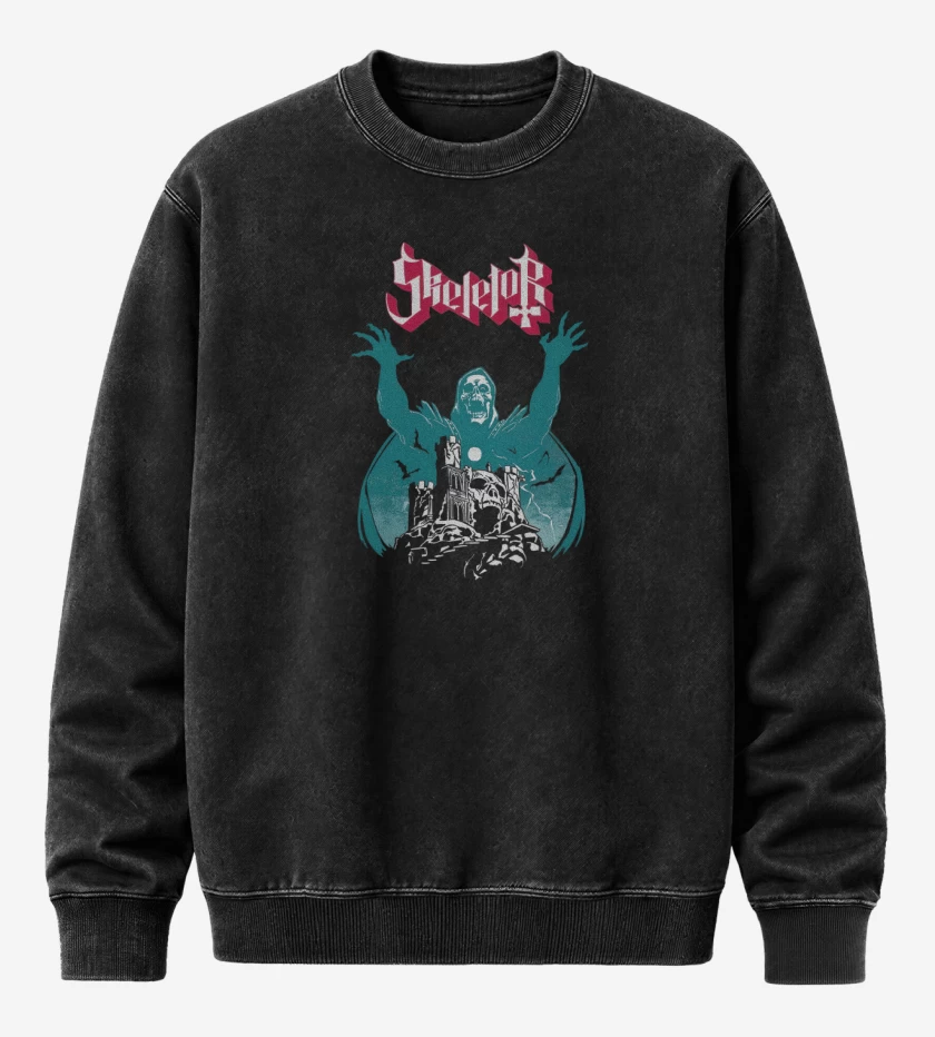 Poleron Polo Acid Wash Negro de Skeletor 
