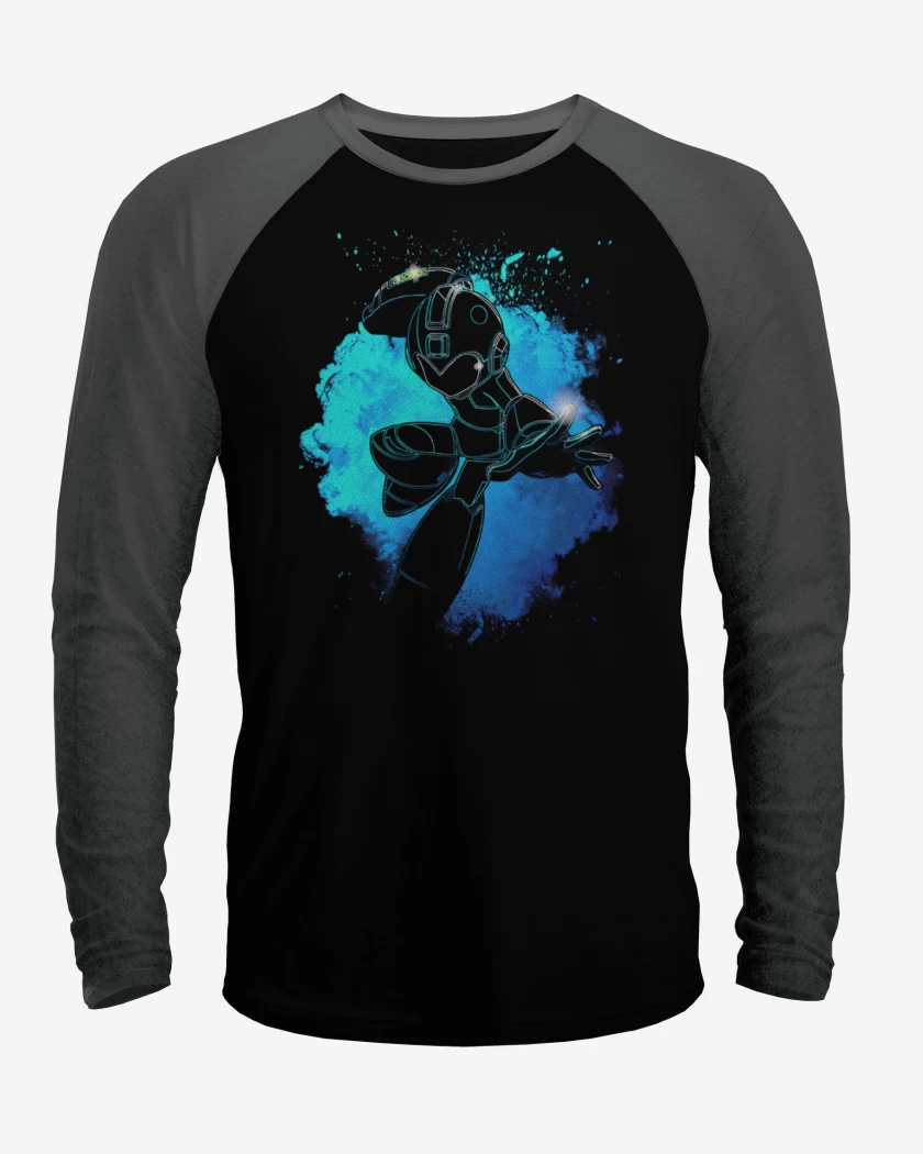 Polera Raglan Negro / Negro Heather de Mega man
