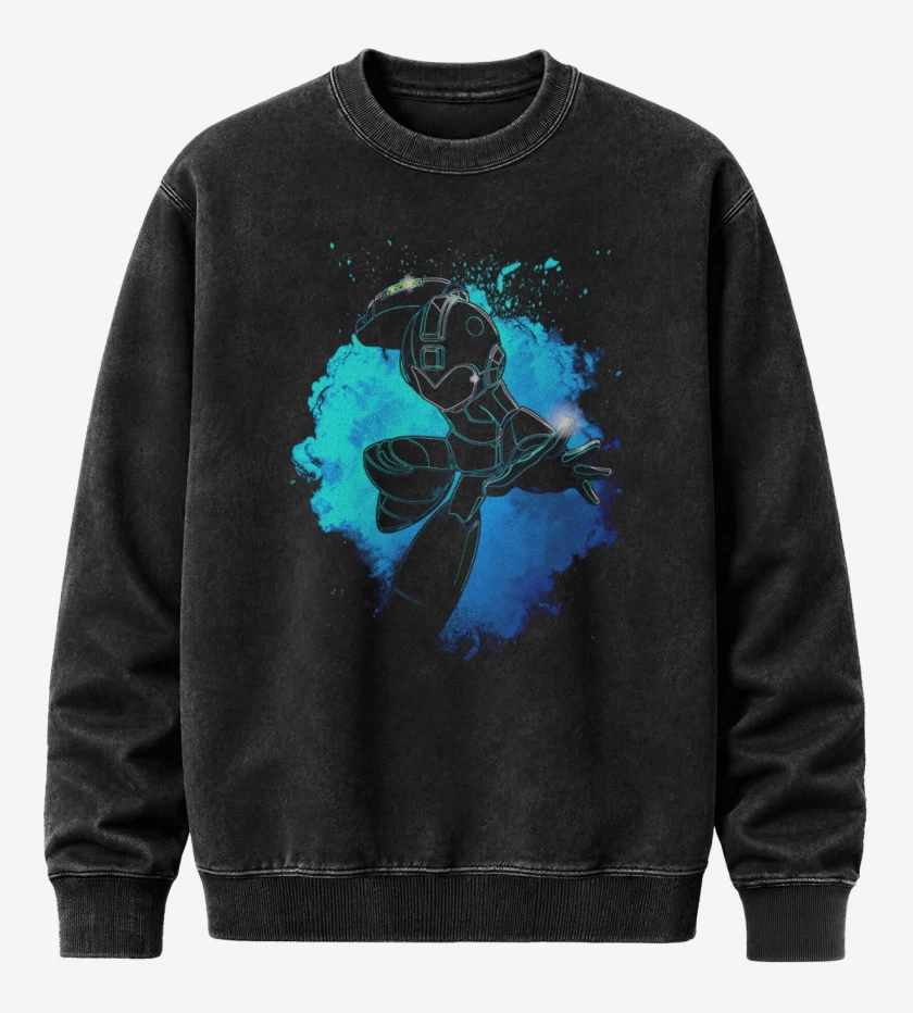 Poleron Polo Acid Wash Negro de Mega man