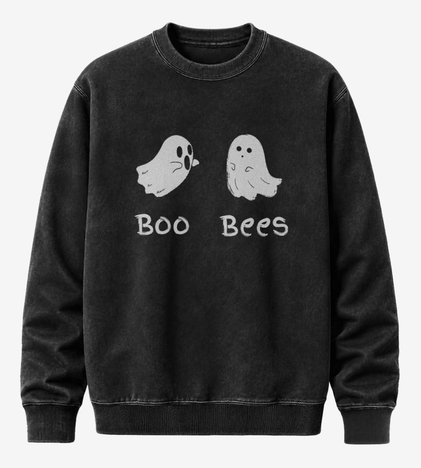 Poleron Polo Acid Wash Negro de Boo Bees