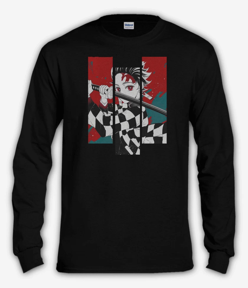 Polera manga larga Negro de Tanjiro!