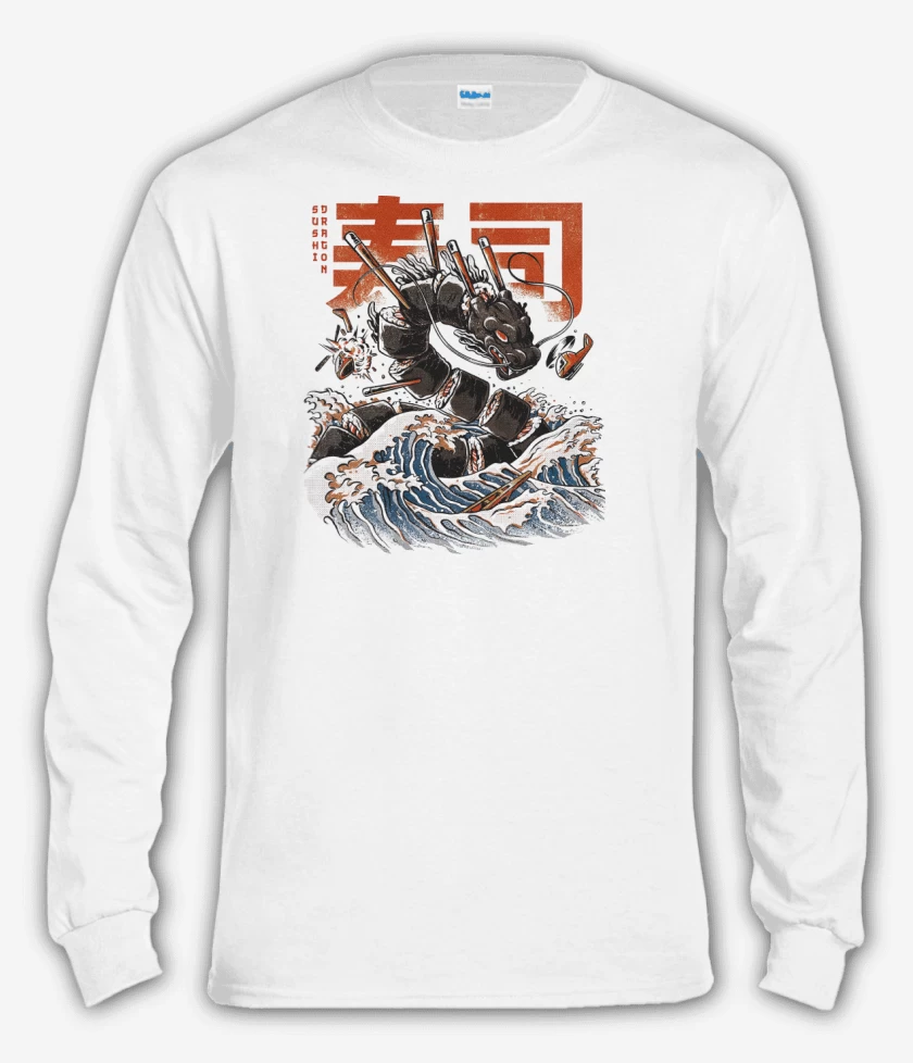 Polera manga larga Blanco de Sushi Dragon