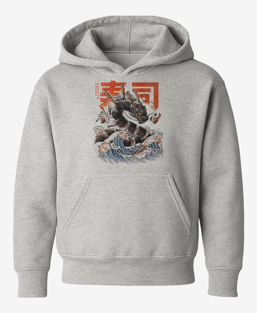 Poleron de niño Gris Melange de Sushi Dragon