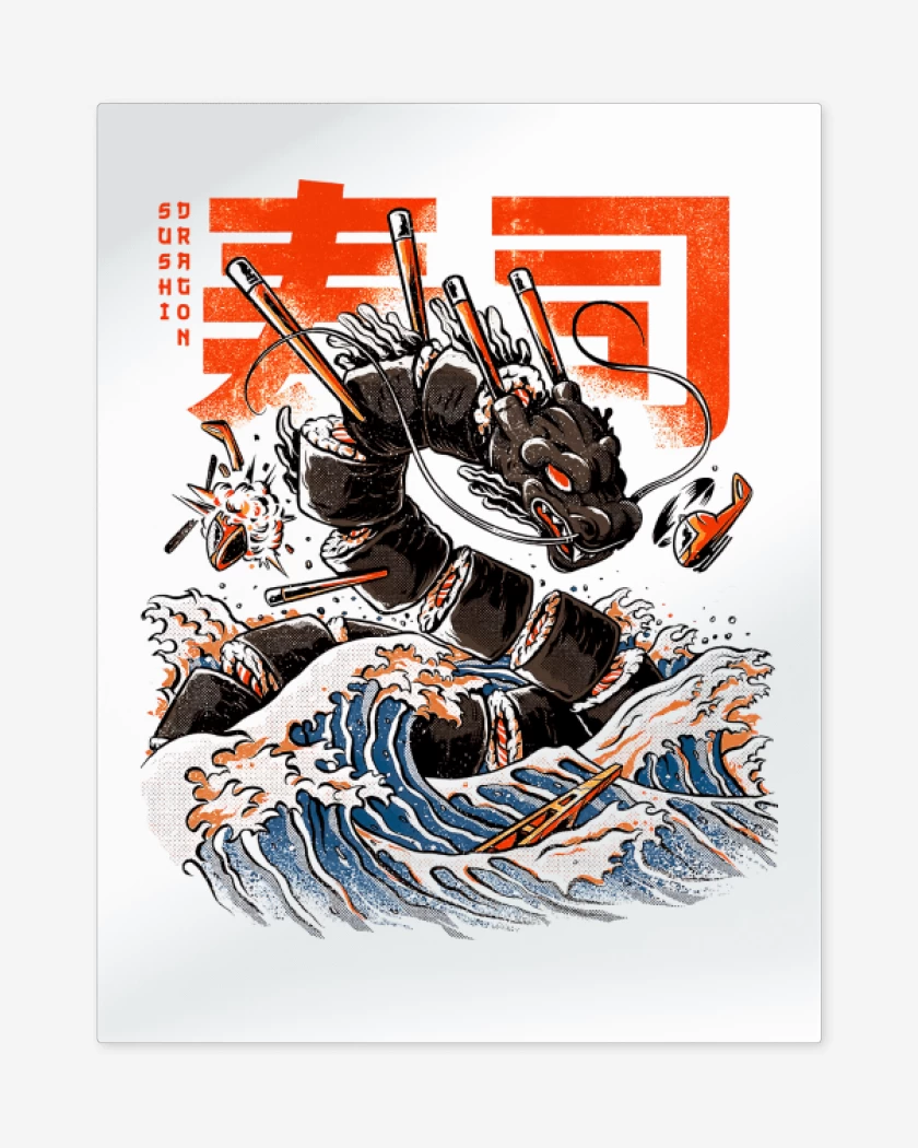 Print metalico Blanco de Sushi Dragon