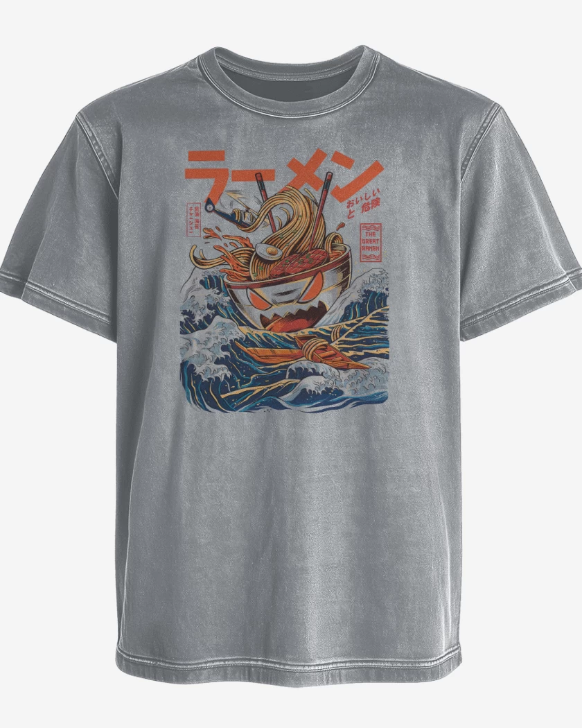 Polera desgastada Gris Melange de God Ramen